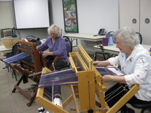 Laura and Betty weaving