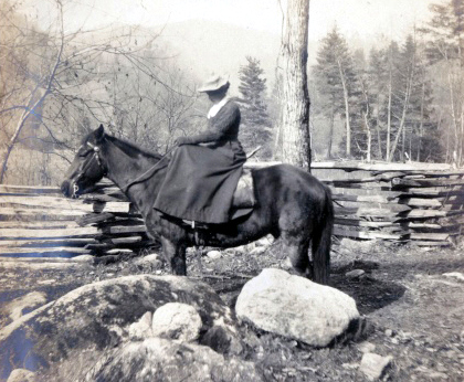 Frances Goodrich riding her favorite pony, Cherokee