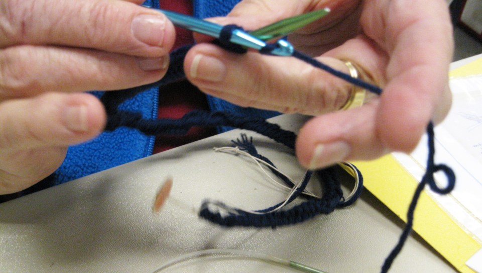 Close up of crocheted cast on